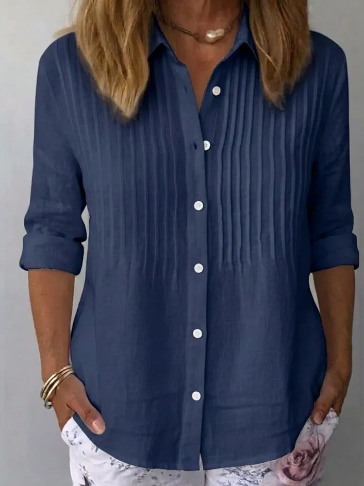 Margot | Elegant Linen Pleated Blouse
