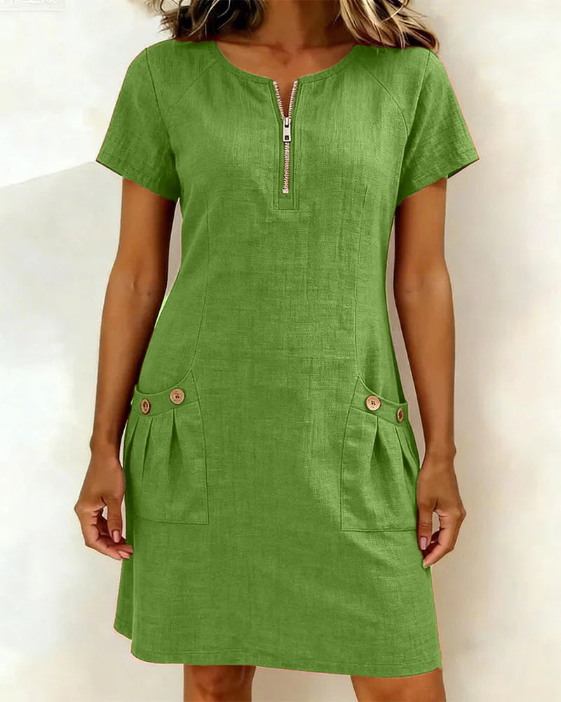 The Amelia | Cotton Zip Pocket Dress