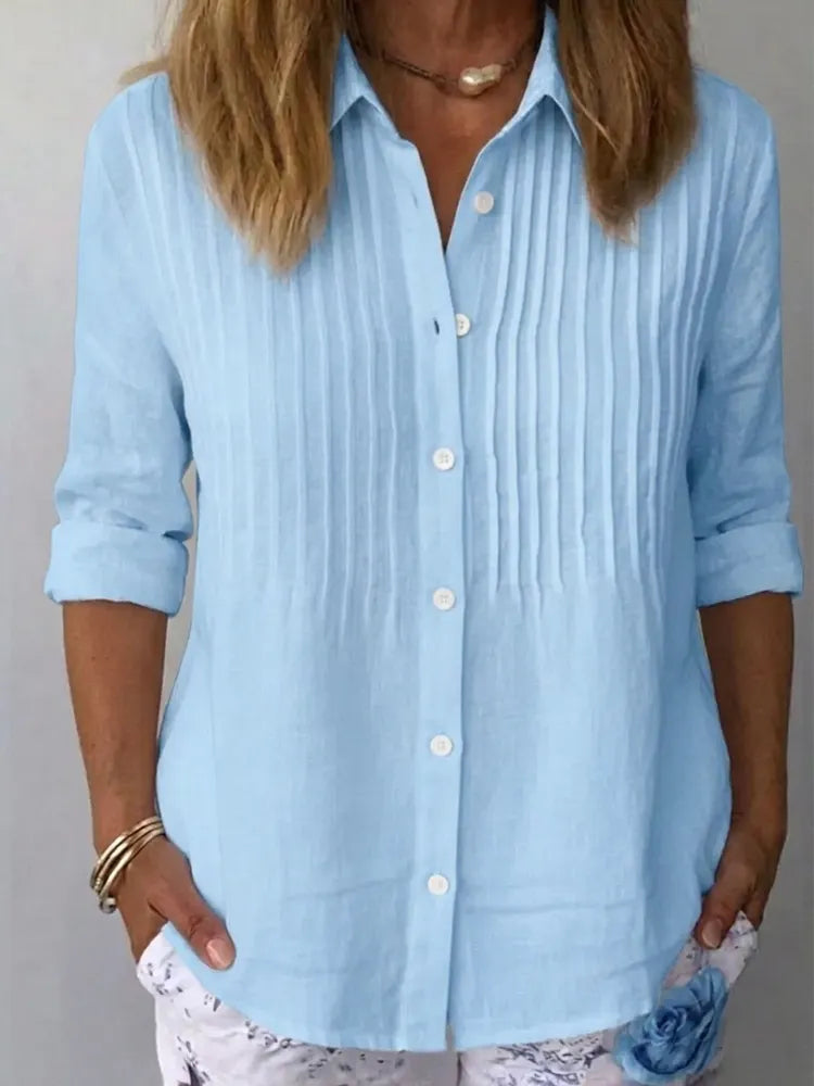 Margot | Elegant Linen Pleated Blouse