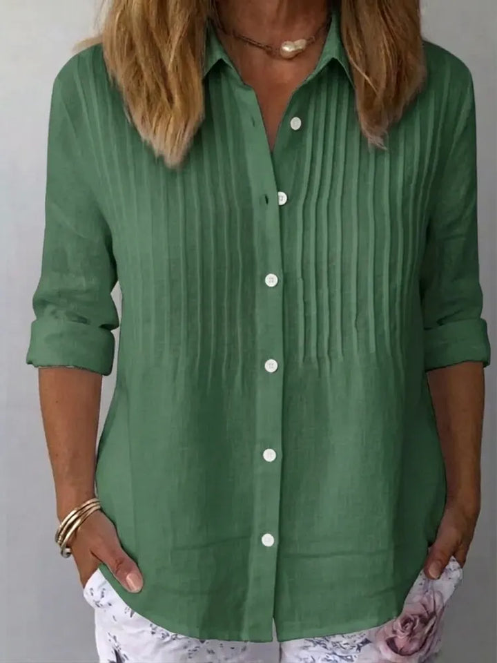 Margot | Elegant Linen Pleated Blouse