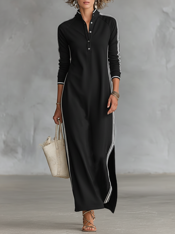 Nicoletta | Vestito Lungo Felpato con Colletto