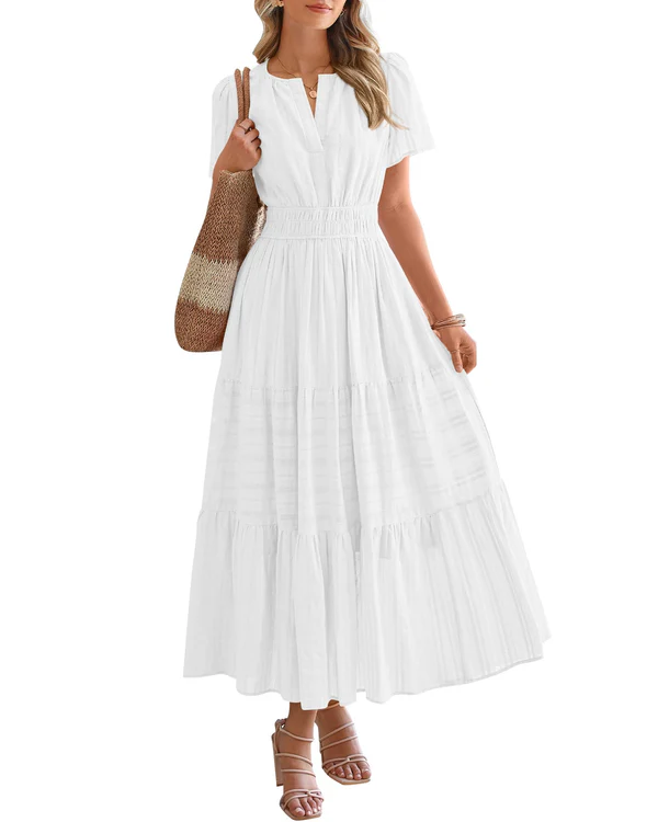 Smocked Waist Tiered Maxi Dress