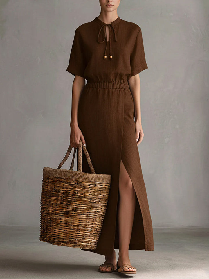 Serena | Long linen and cotton dress with a refined style