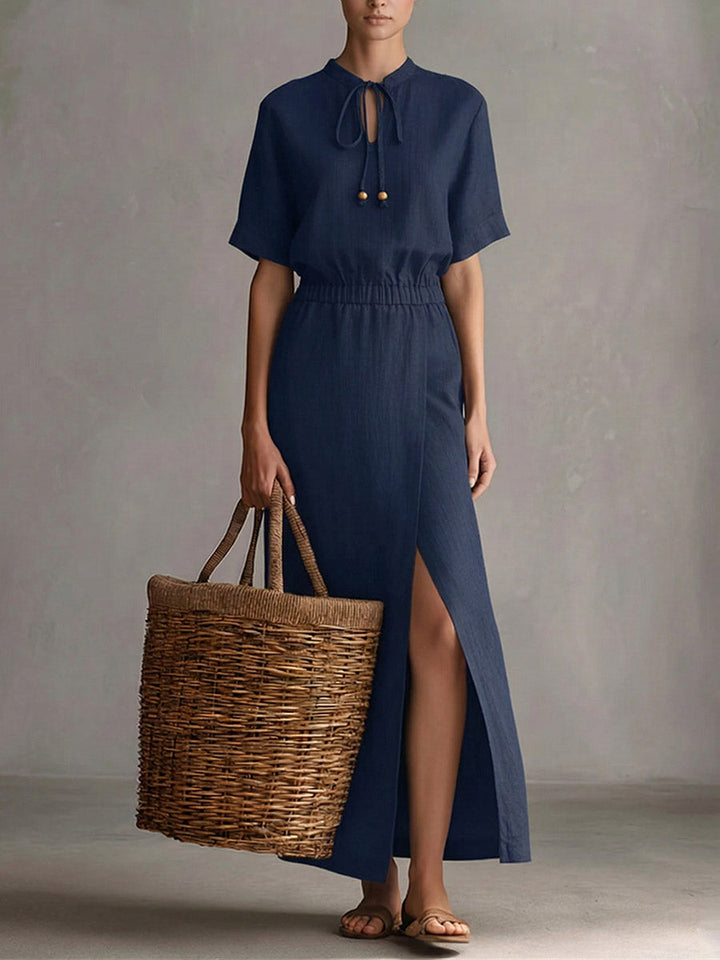 Serena | Long linen and cotton dress with a refined style
